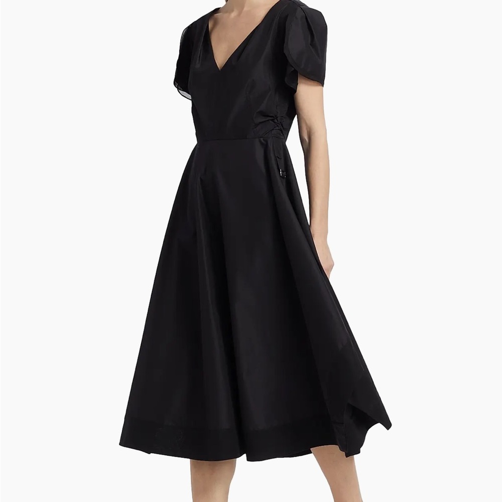 3.1 Phillip Lim Soft Tulip Sleeve V-Neck Midi-Dress black, SIZE 6